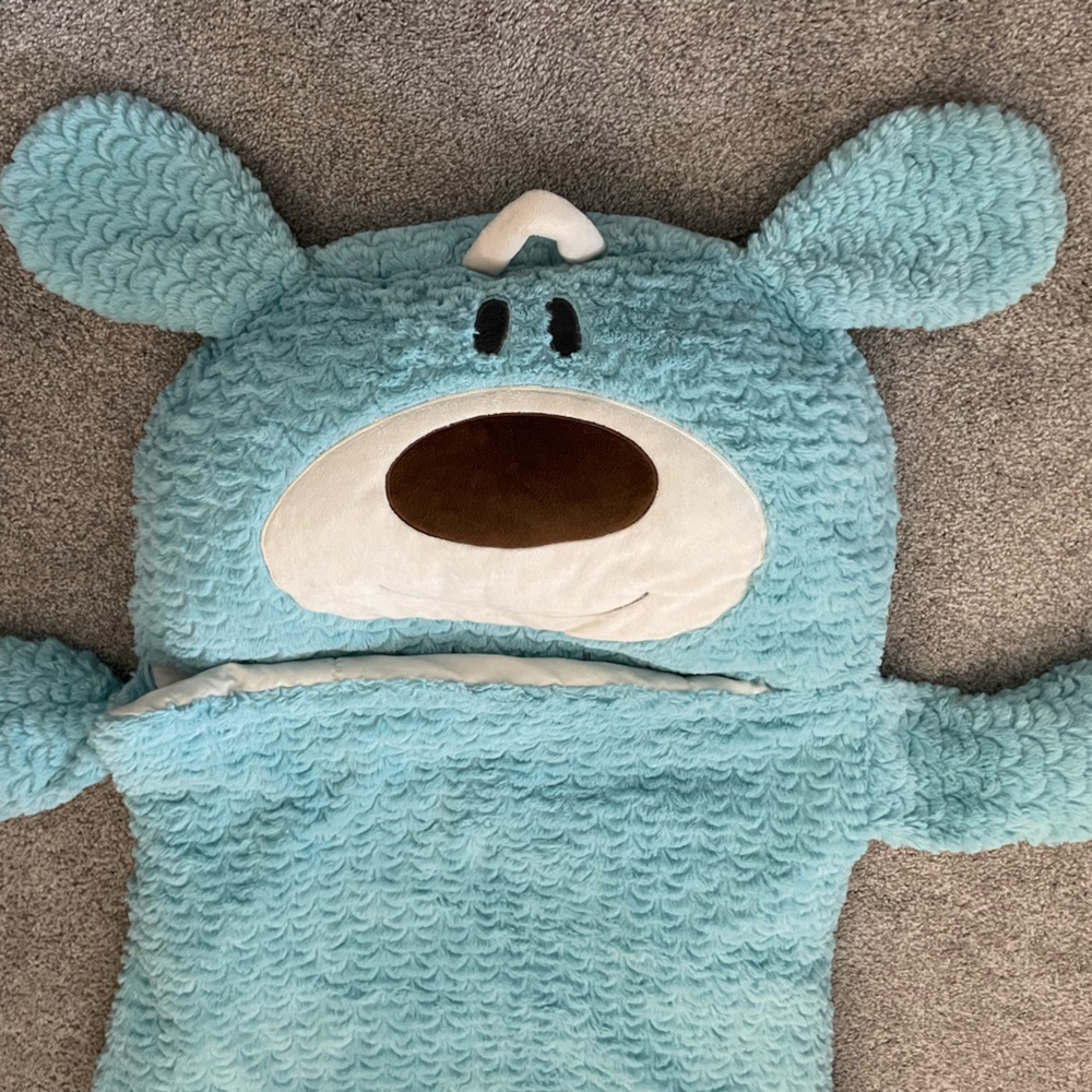 Nat & Jules by Demdaco blue puppy sleeping bag nap sack plush ages 3+ chenille